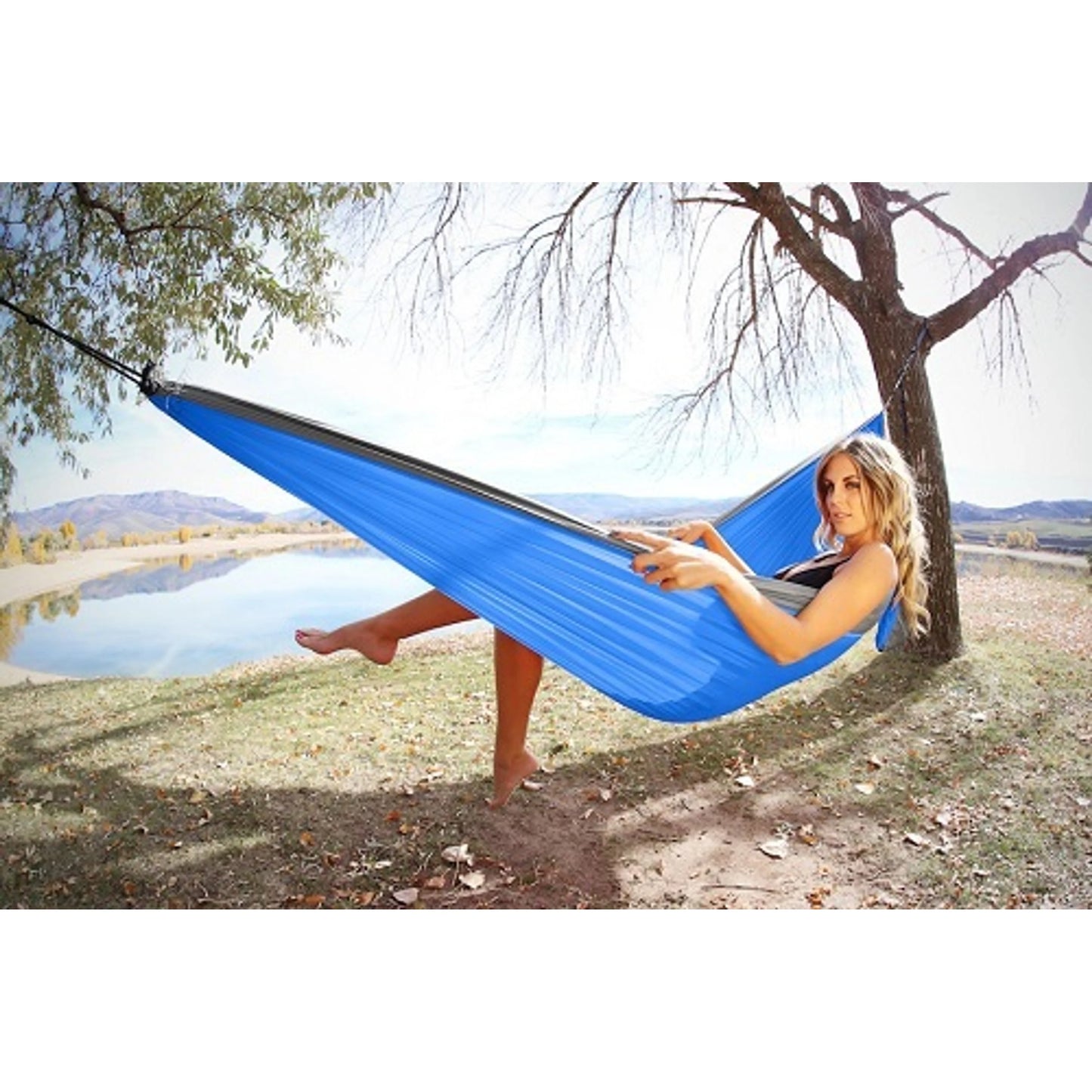 TD Outdoor Camping Hammock with Stand Modern Steel and Nylon Fabric for Bedroom Use Portable with Carry Pouch