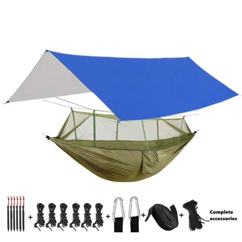 Camping Hammocks and Accessories Including Hammock with Mesh Rain Fly Tarp Tree Straps for Outdoor Use Hiking Backpacking Travel
