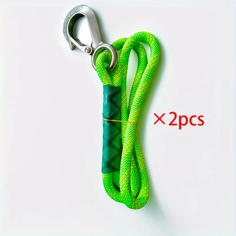 2 pcs Durable Nylon Hanging Ropes with Metal Hooks - UV, Weather, and Abrasion Resistant - Suitable for Outdoor Hammocks