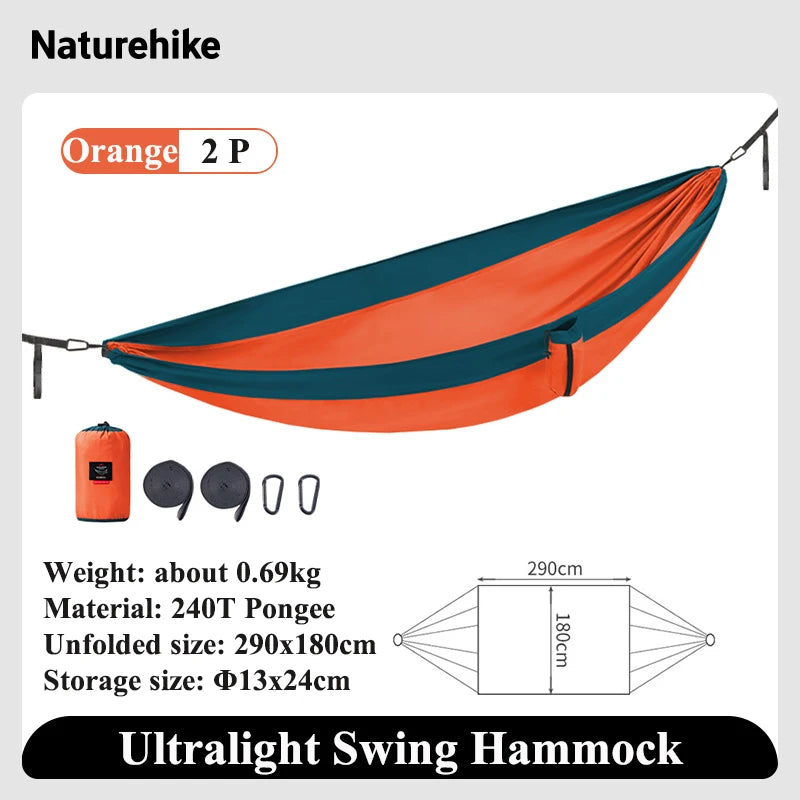 Naturehike Swing Hammock 1 2 Persons Ultralight Foldable Outdoor Adult Hammock Portable Swings Hanging Bed Park Camping Hammocks