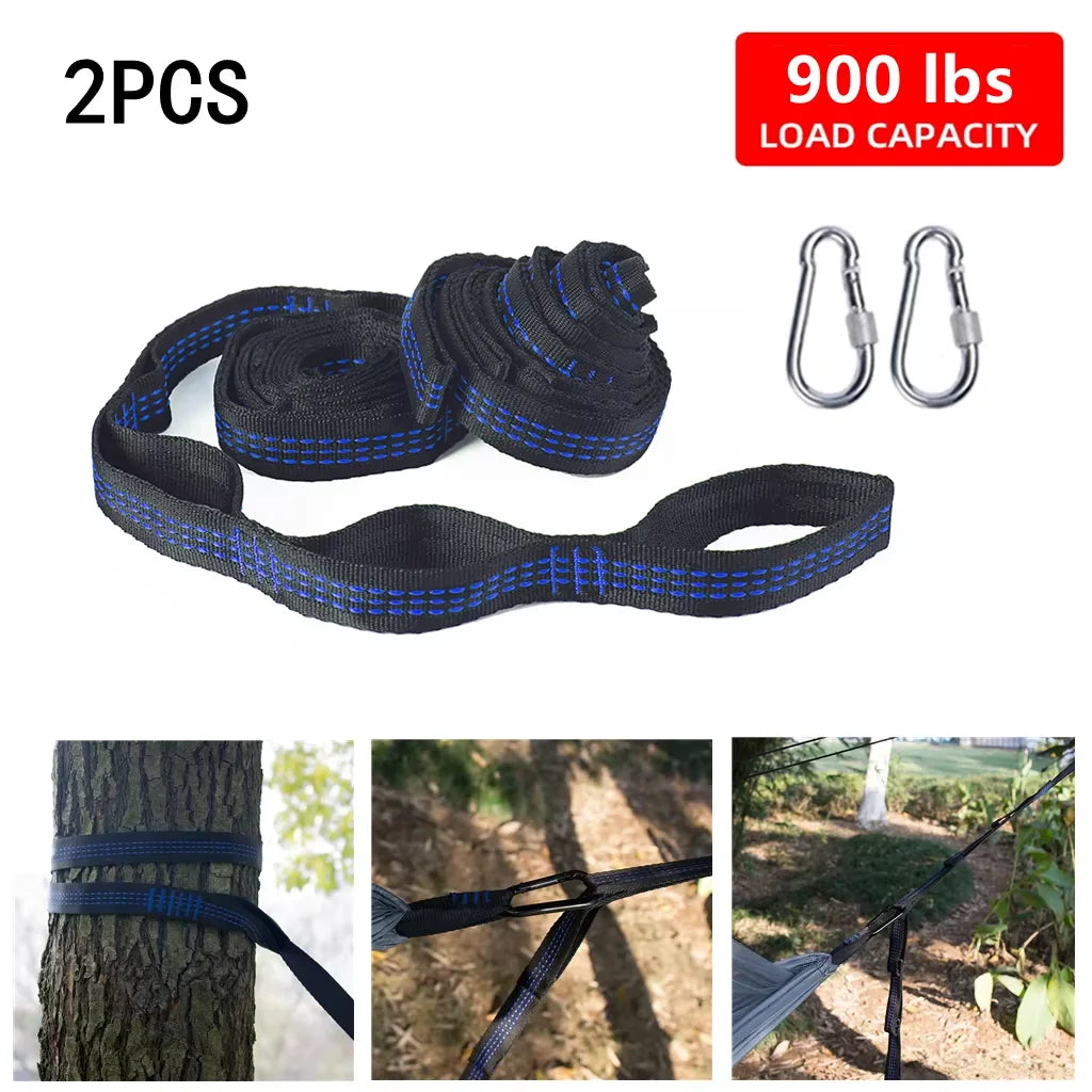 One Pair Tree Swing Hanging Kit Hammock Straps Camping 350 KG Load Capacity Rope Carabiner OutDoor Hiking Hammock Hanging Belt