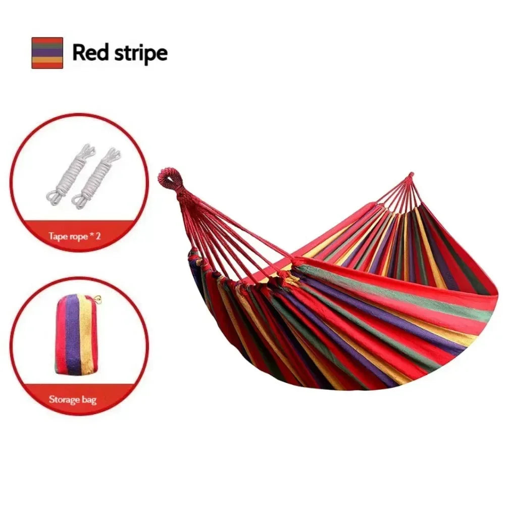 Single Wide Thick Canvas Hammock Outdoor Camping Backpackaging Leisure Swing Portable Hanging Bed Sleeping Swing Hammock