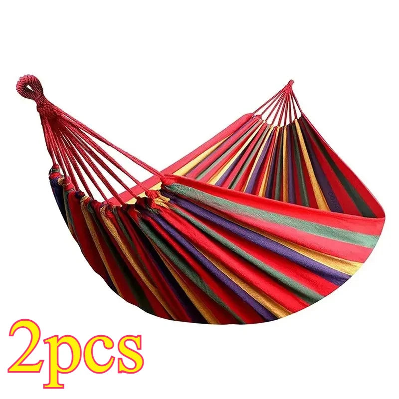 1pc Outdoor Canvas Hammock Camping Swing Hammock with Tree Ropes Load-bearing Up to 200kg Perfect for Garden Patio Backyard