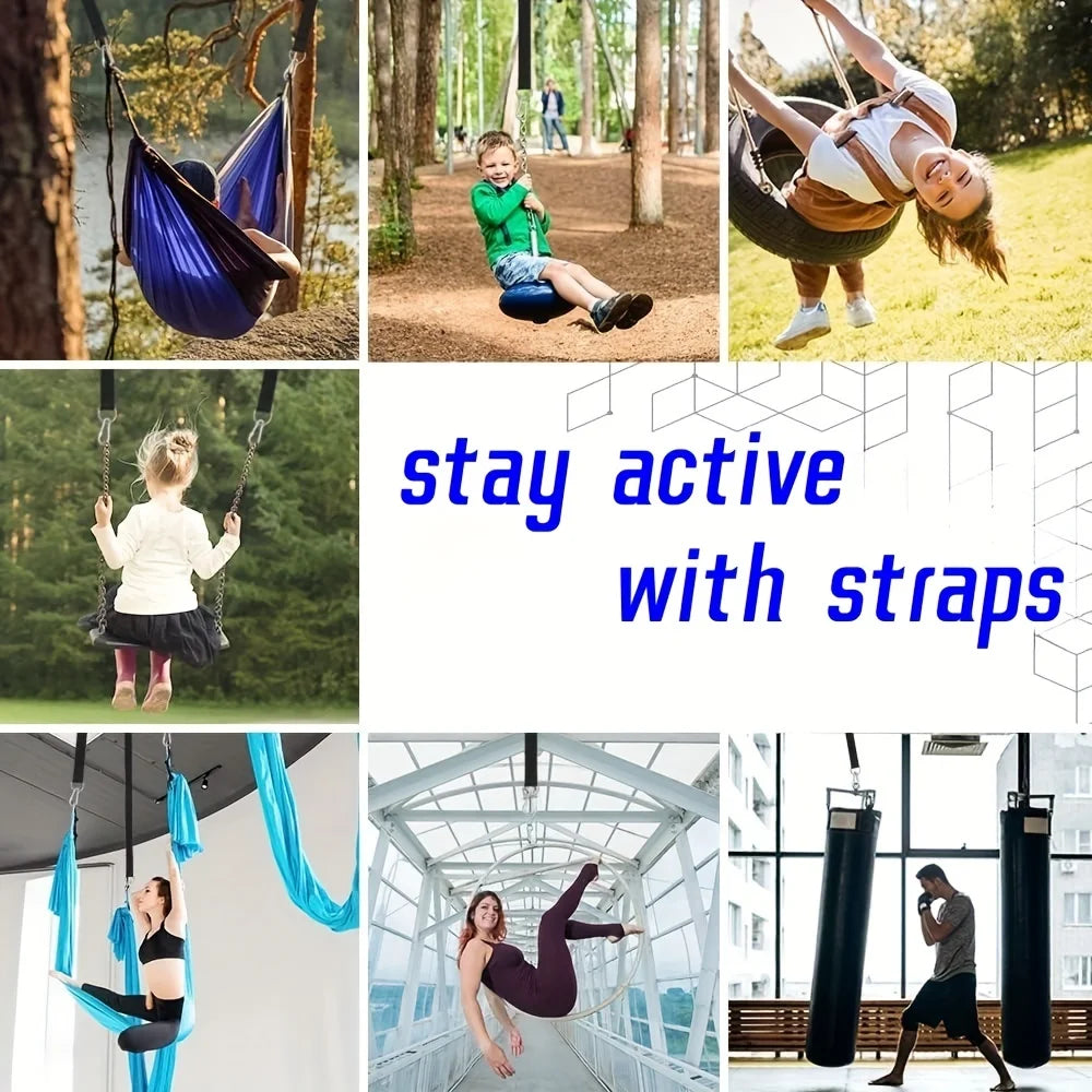 4pcs/set Durable Camping Hammock Slings Featuring Safety Locks, For Various Outdoor Swing Hammock Accessories in Amusement Parks