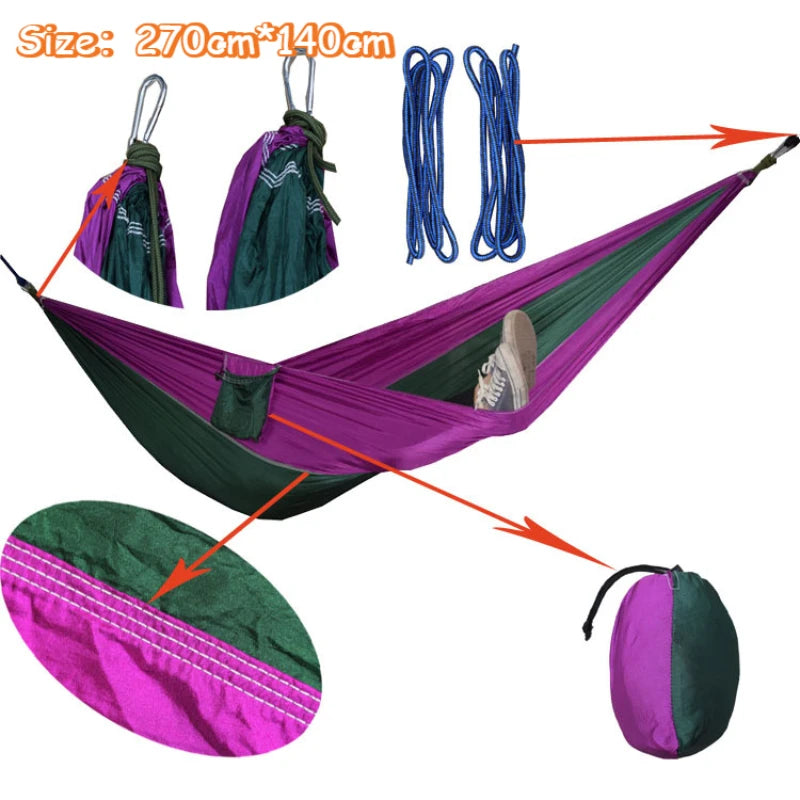 Outdoor Camping Hammock Lightweight Parachute Nylon For Travel Hiking Swing Hang Sleeping Bed As Outdoor Furniture In Garden