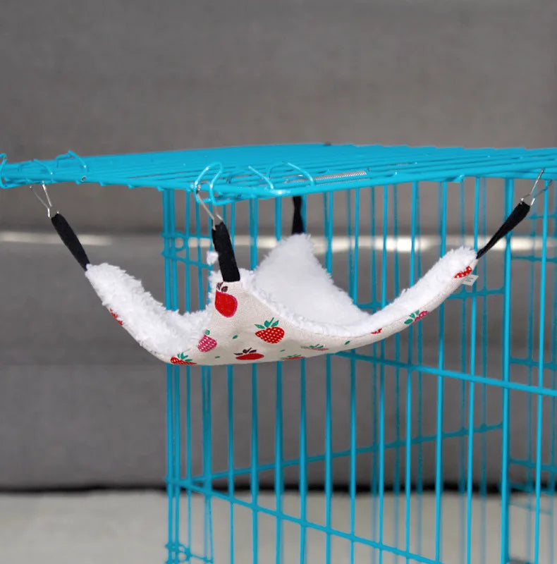 햄스터 Pet Hammock Cotton Hamster Mouse Hanging Bed Small Pet Hamster Rabbit Double Layer Warm Sleep Nests Hanging Hammock Supplies