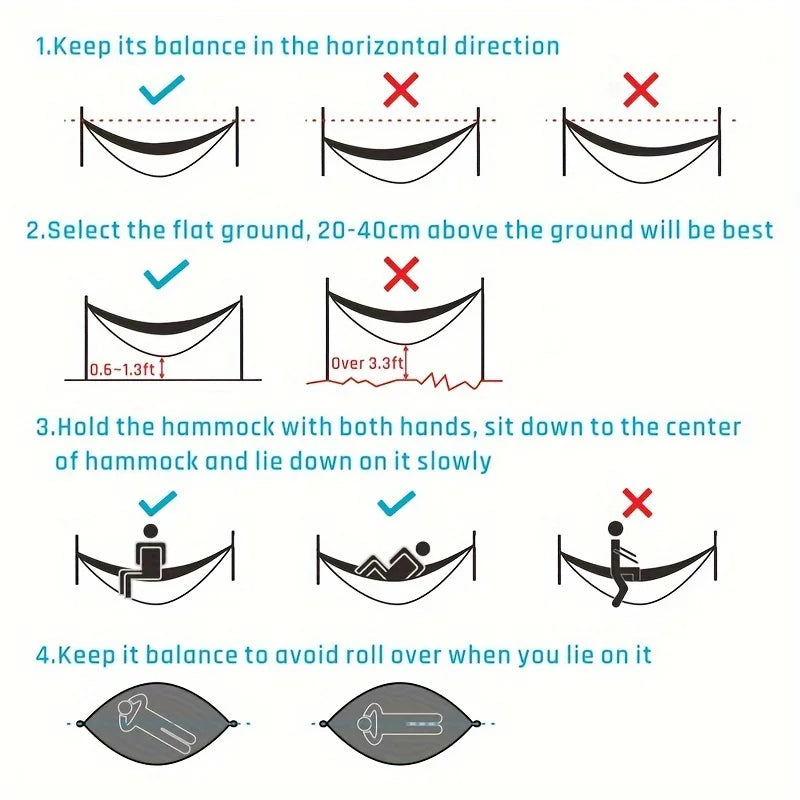 Outdoor Mosquito Net Hammock, Anti-Tipping Design, 3-in-1 Hammock with Mosquito Net - Waterproof Double Camping Hammock for Park