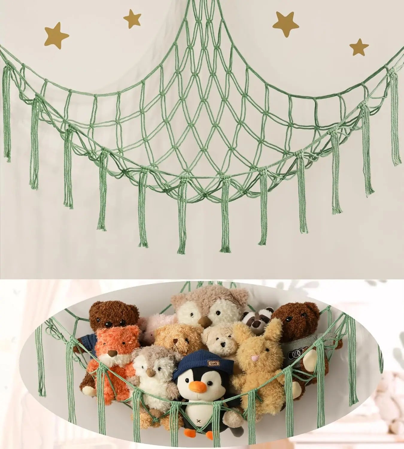 1PCS Pink Stuffed Animal Storage Hammock – Corner Net Organizer for Toys Boho Nursery Decor for Teen Girls Room