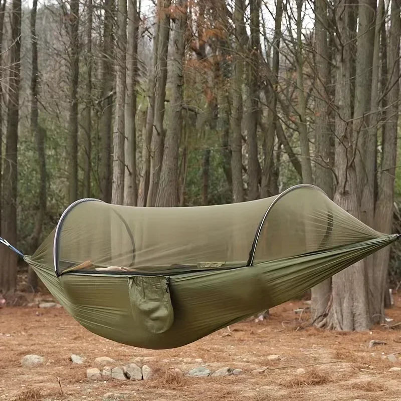 Outdoor Camping Hammock With Mosquito Net Lightweight Hanging Hammocks High Strength Parachute Fabric Hanging Bed Net Quick Open