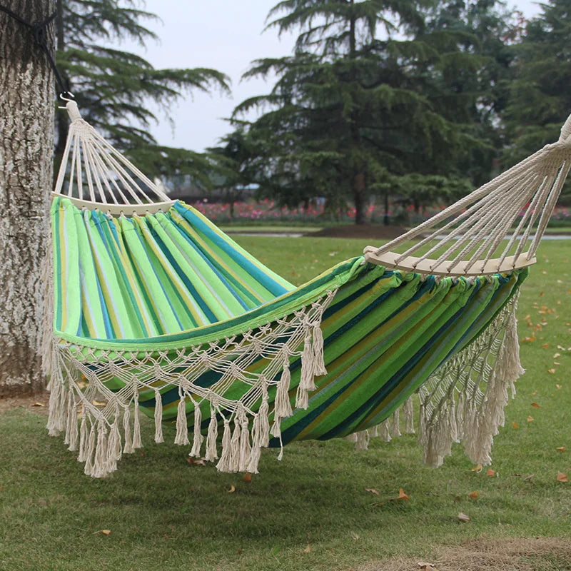Double Hammock 2 Person Tassel Hammocks Swing Bed For Backyard