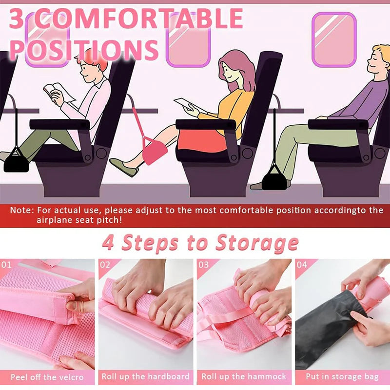 Newest Foot Hammock For Plane Travel ,Portable Footrest With Detachable Hardboard & Adjustable Foot Rest Leg Hammock For Flying