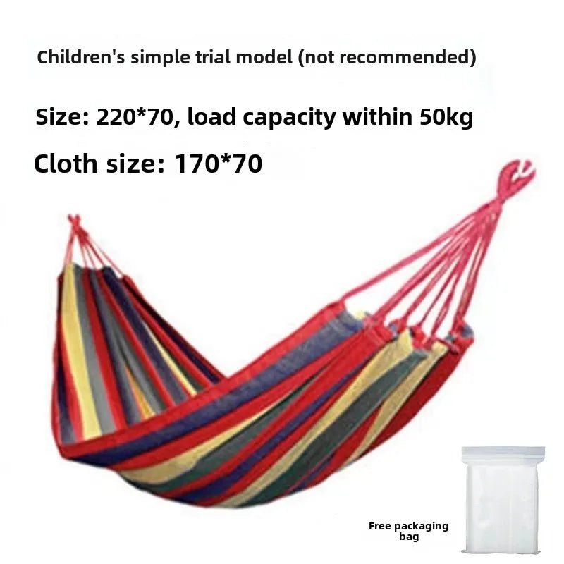 Single portable outdoor camping canvas hammock, nylon color matching hammock, high-strength parachute cloth hammock