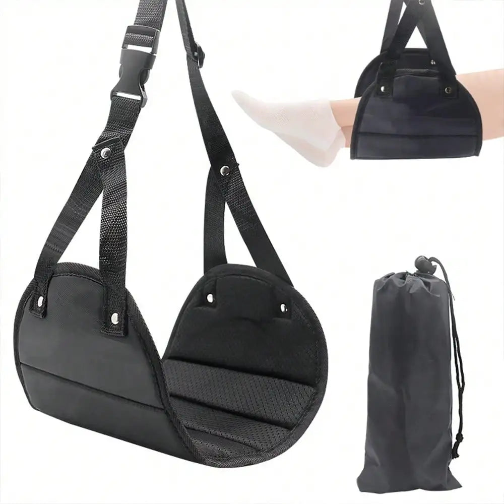 Travel Rest Hanging Footstool with Adjustable Straps Multifunctional Portable Hammock Footrest for Home Office Outdoor Airpalne