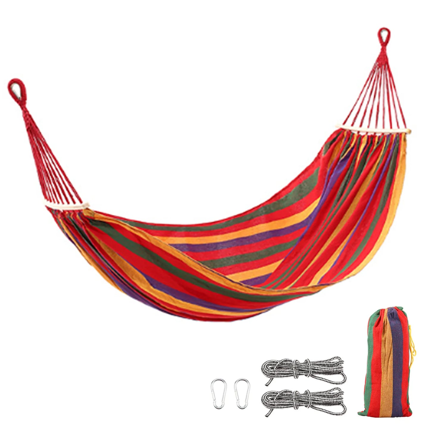 Outdoor Hammock Camping Swing Large Canvas Three Person Hammock Portable for Picnic Beach Backyard Balcony Patio