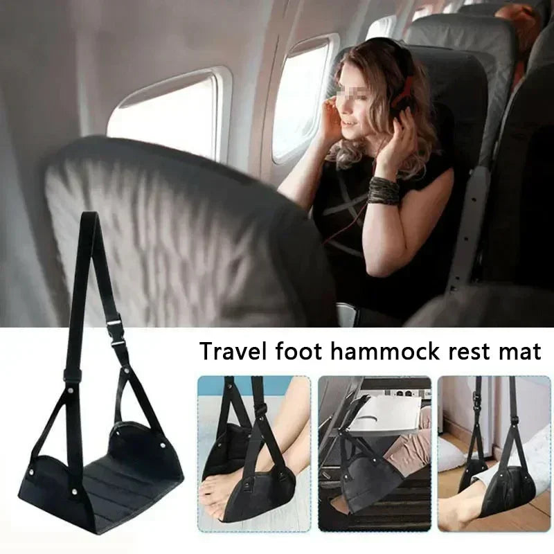 Portable Adjustable Footrest Hammock for Airplane Travel Long Flight Bus Train Office Travel Accessories for Leg Rest Foot Sling