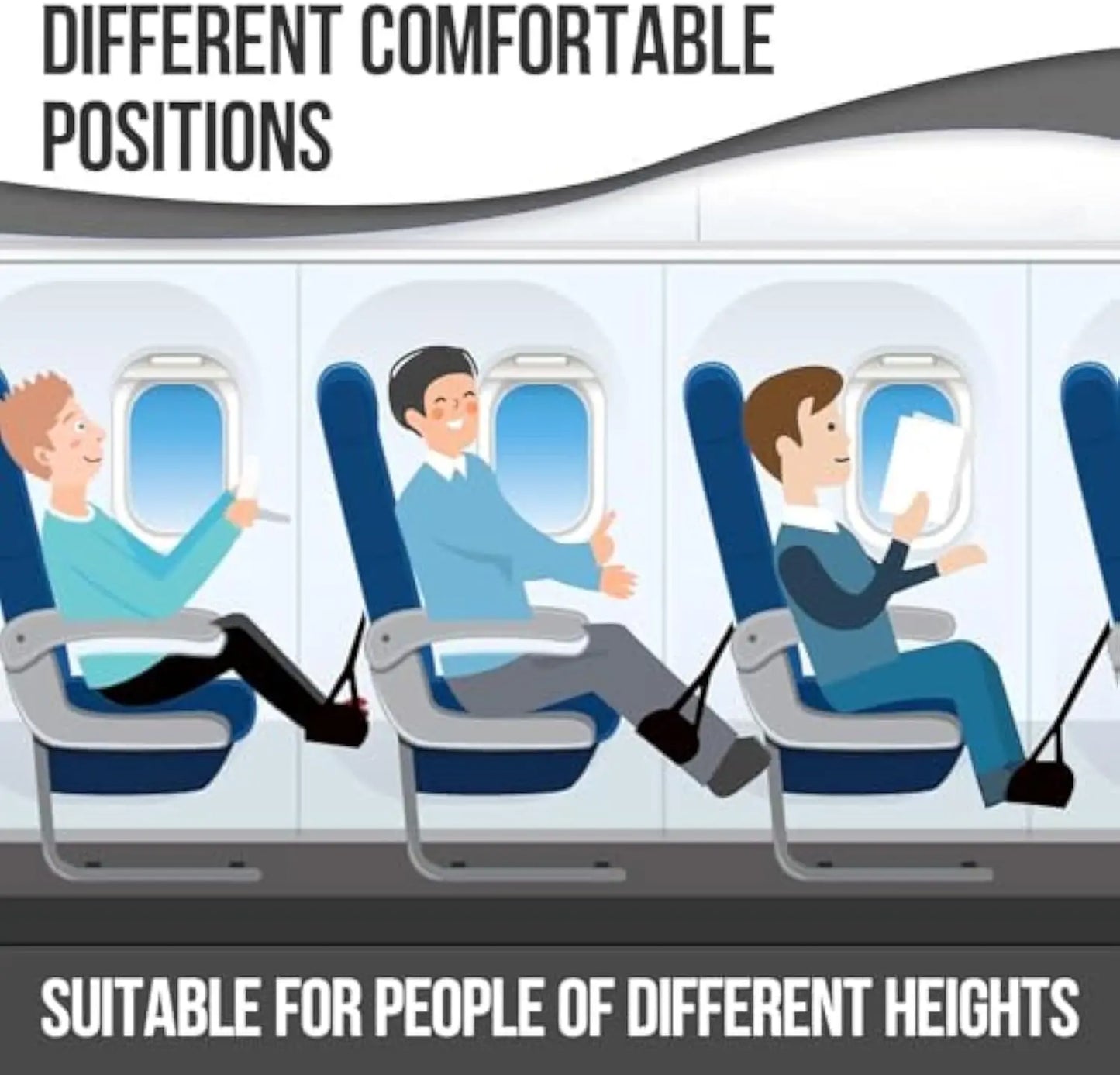 Airplane Footrest With Adjustable Strap, Portable Hammock Leg Rest, Perfect Travel Accessories