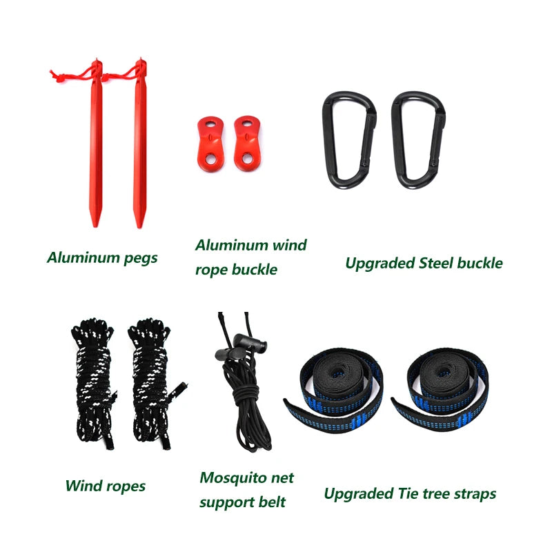 Aricxi Hammock Portable Camping Hammock Folding Backyard Parachute Rope Hammock Garden Tree Hammock with Mosquito Net