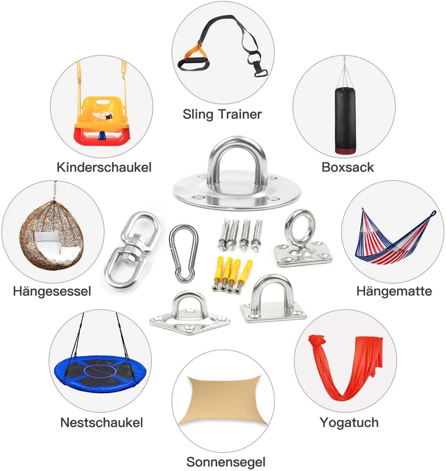 304 Stainless Steel Suspension Hammock Mount Ceiling  Hanging Hook Anchor Hanger For Gym Training Aerial Yoga Swing Hanging Kit