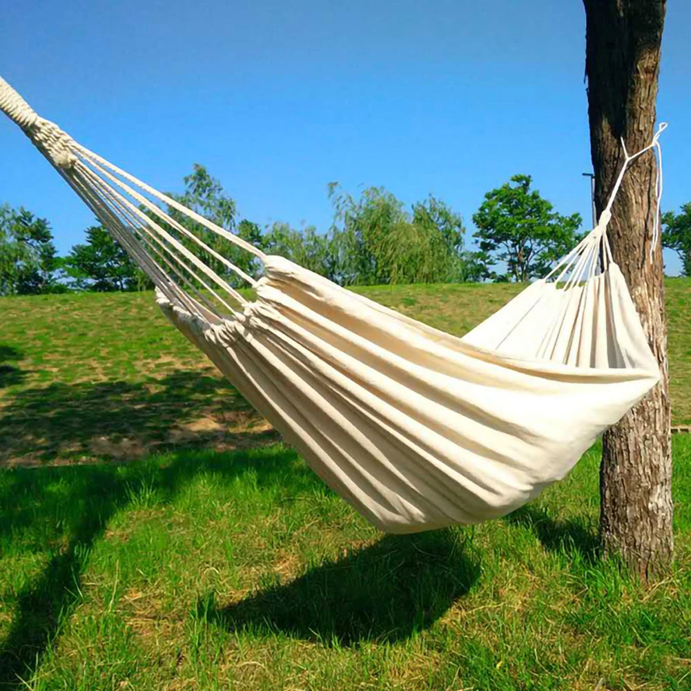 Outdoor Double Dropshipping Hammock Rollover Prevention Camping Canvas Fabric  Hammock Hanging Hammock Patio Bed Travel Hiking