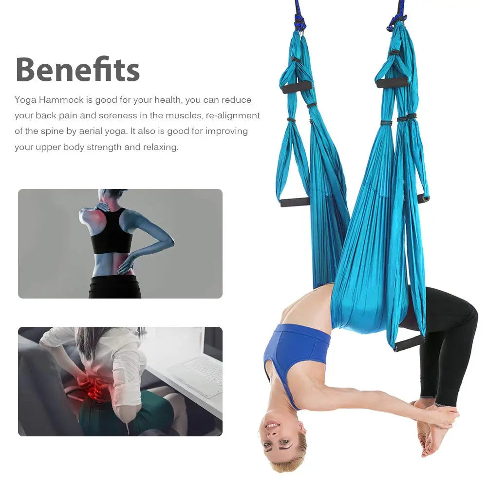 Parachute Fabric Yoga Hammock Swing, Anti-Gravity, High Strength, Decompression, Hanging Gym, Inversion Therapy, 6 Grip
