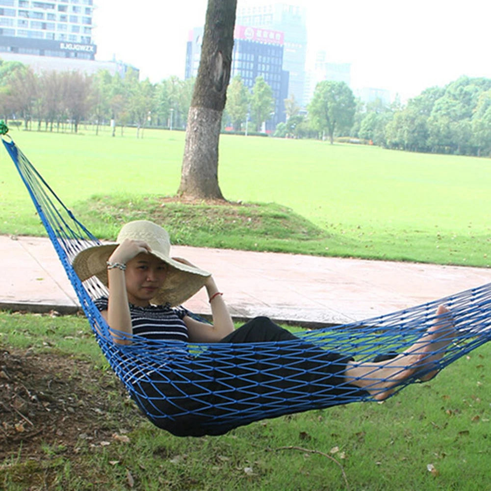 Portable Hammocks Nylon Mesh Rope Outdoor Travel Camping Garden Hammock Hanging Swing