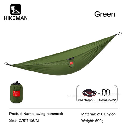 Outdoor Camping Hammock with Storage Bag 210T High Strength Hanging Sleeping Bed for Beach Picnic Load Capacity 200kg Hammocks