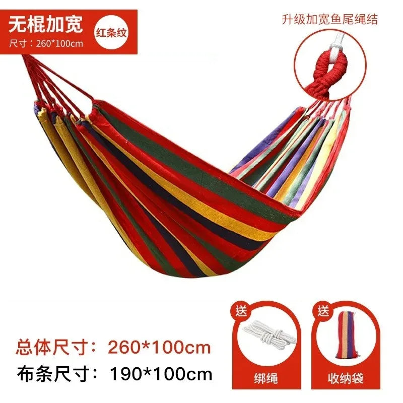 Outdoor camping hammocks, travel swing hammocks, storage beach hammocks, adult and child roll resistant canvas thick hammocks