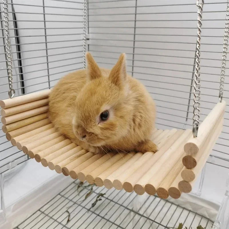 Hamster Wooden Hammock Summer Pet Swing Sleep Bed Small Pets Toy Pet Hanging Hammock for Pet Hedgehog Squirrel Guinea Pig Rabbit