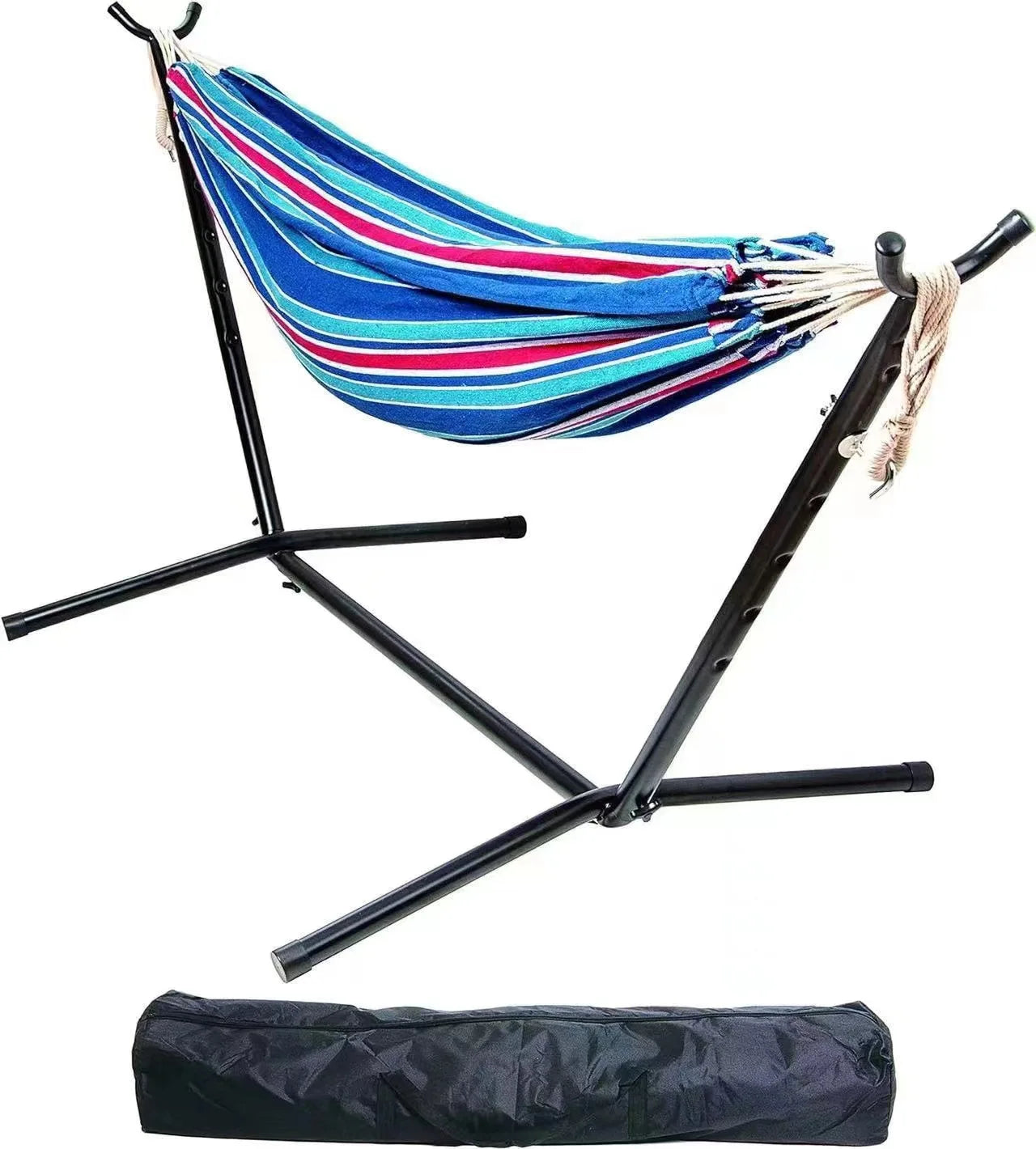 Indoor Lunch Break Outdoor Horn Hammock Stand Reinforced and Stabilized Mesh Bed Outdoor Canvas Swing Camping