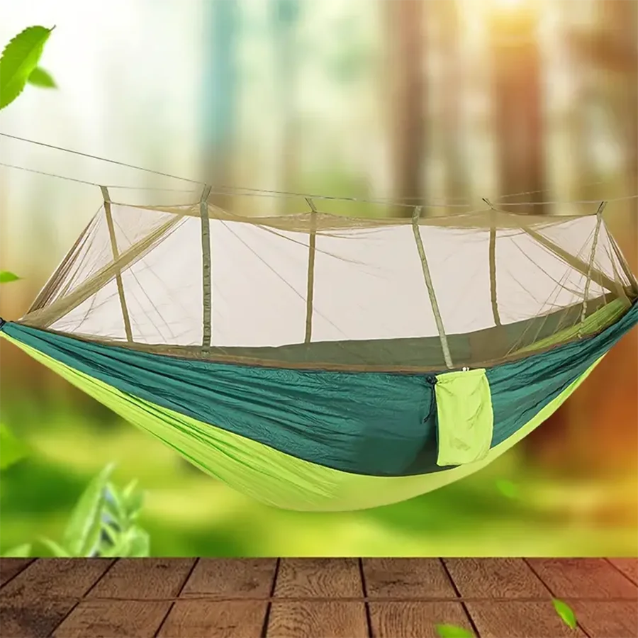 2 Person Hammock with Mosquito Net Portable Hanging High Strength Fabric Sleeping Swing Outdoor Camping Garden Furniture Bed