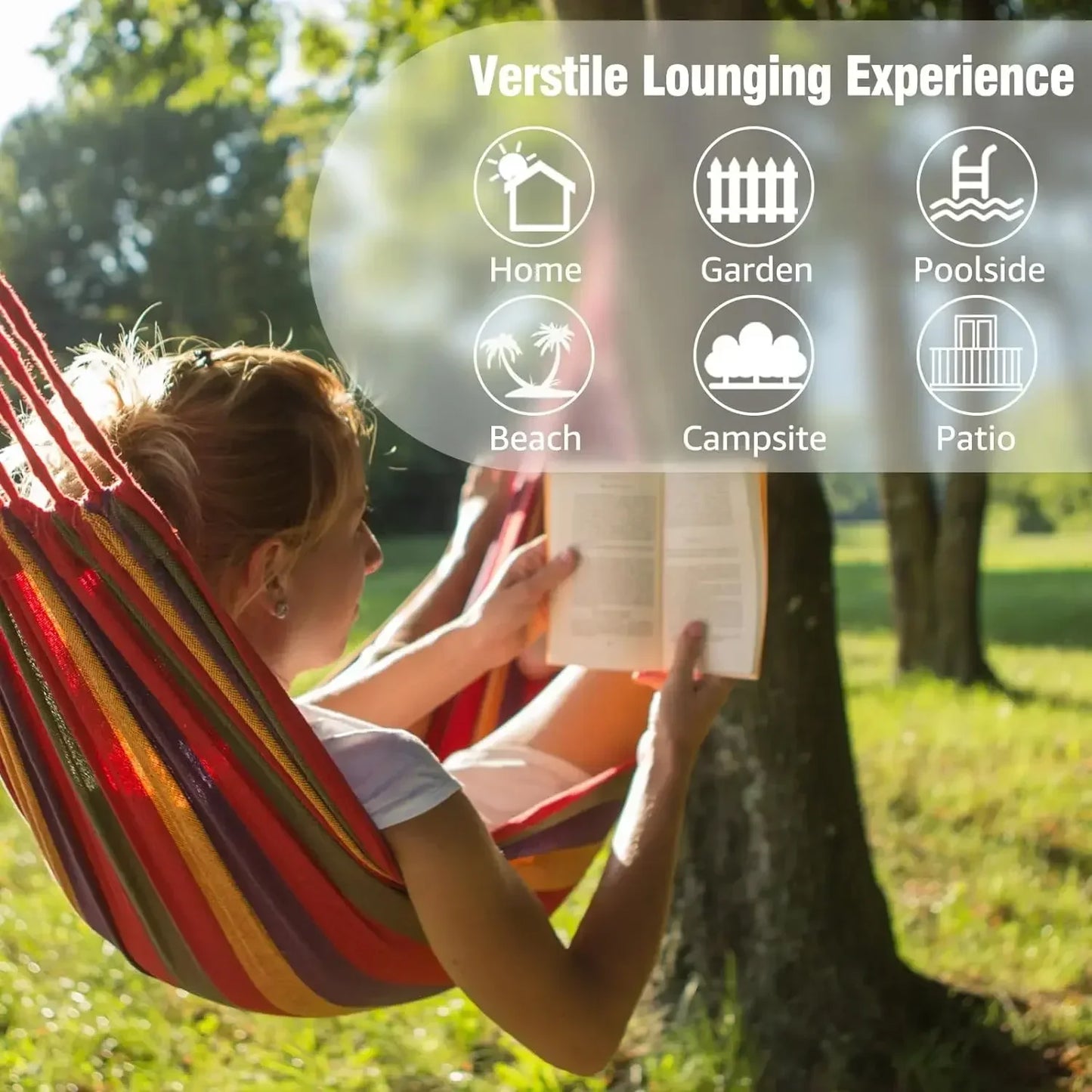 Single Wide Thick Canvas Hammock Outdoor Camping Backpackaging Leisure Swing Portable Hanging Bed Sleeping Swing Hammock