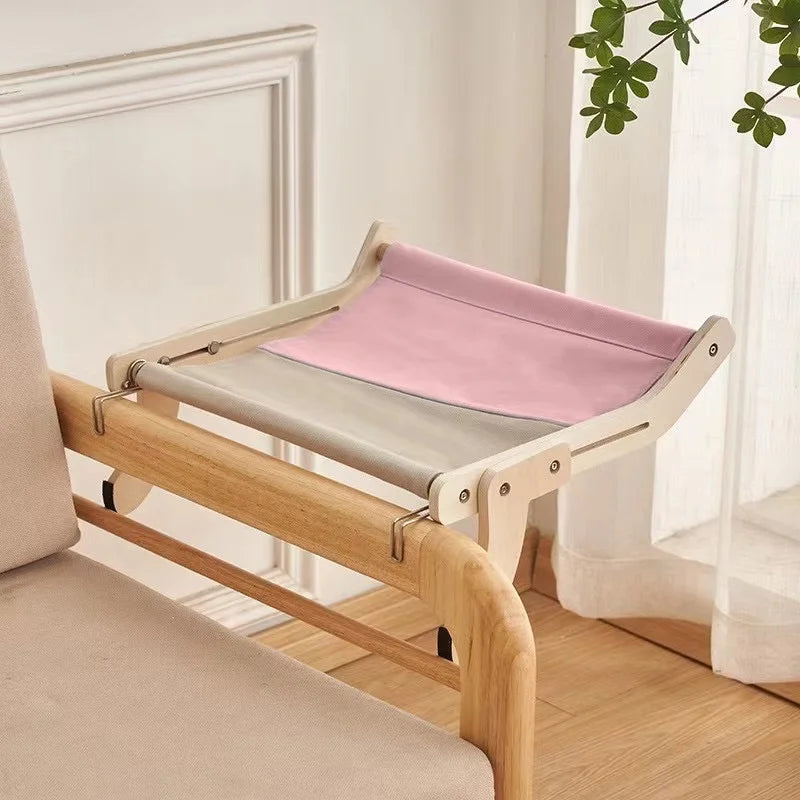 Solid Wood Window Hammock Nest Pet Bed Luxury Four Seasons Universal Cat Housing with High Durability and Comfort for Balcony