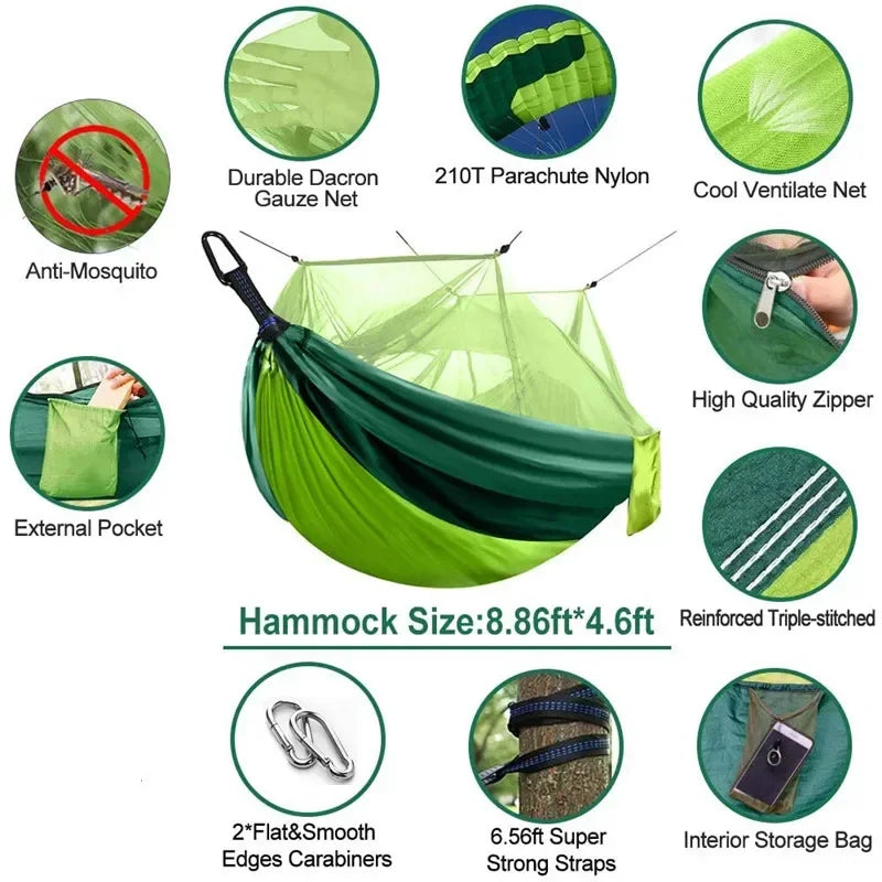 Camping Hammocks and Accessories Including Hammock with Mesh Rain Fly Tarp Tree Straps for Outdoor Use Hiking Backpacking Travel