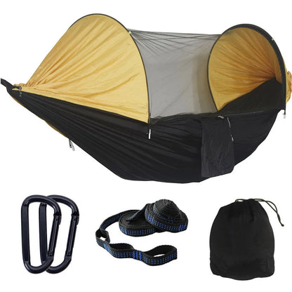 Outdoor Essential Camping Hammock Anti-mosquito and Insect Portable Foldable Quick-open Anti-rollover Nylon Sunshade Hammock
