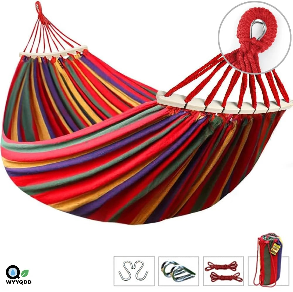 Canvas Garden Hammock Portable Outdoor/Indoor Hammock with Travel Bag for Camping,Backyard,Patio - Comfortable Fabric