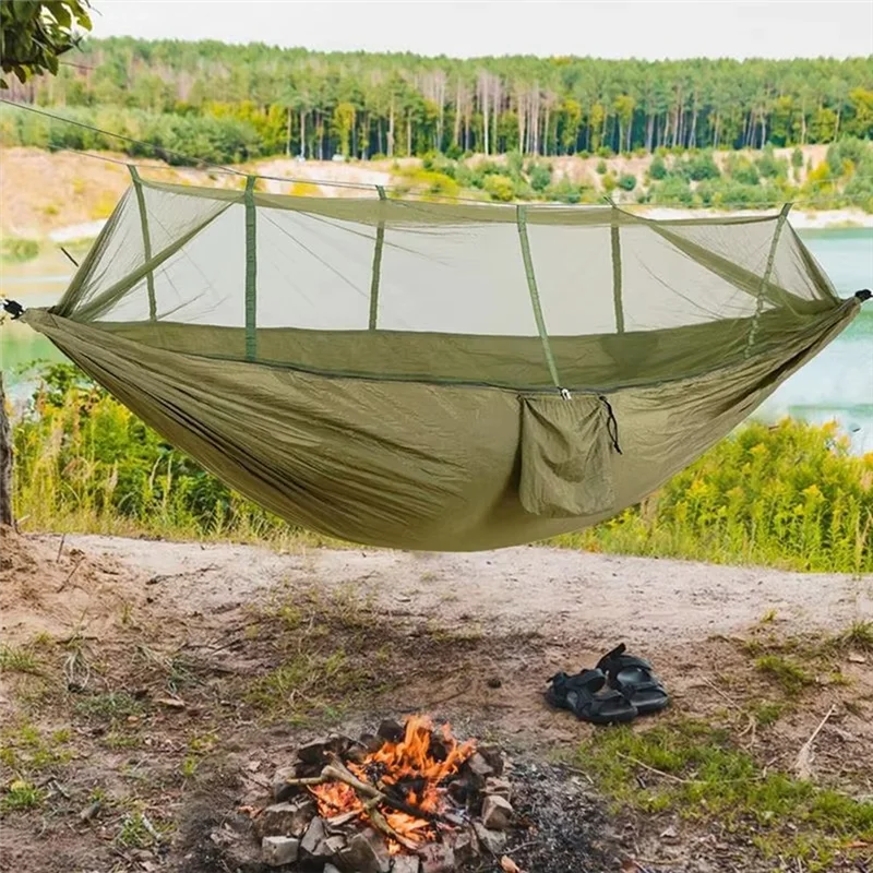 Y67A-Camping Hammock With Net 2 Person Hammock With Net Mesh Design Outdoor Must-Haves For Backpacking Hiking Beach Patio