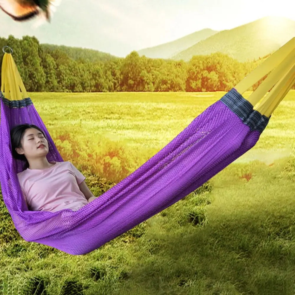 Portable Mesh Hammock Breathable Foldable Ice Silk Hanging Bed Comfortable Large Load-bearing Outdoor Camping Swing Garden