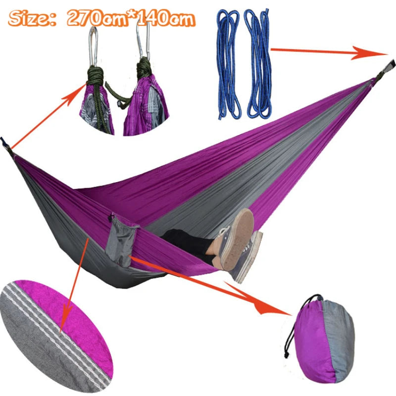 Outdoor Camping Hammock Lightweight Parachute Nylon For Travel Hiking Swing Hang Sleeping Bed As Outdoor Furniture In Garden