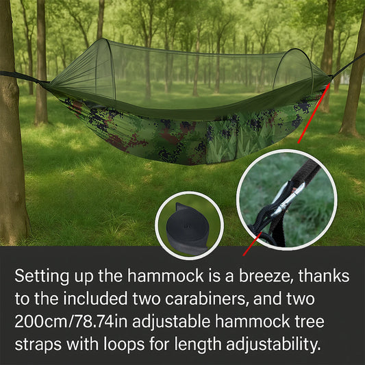 Camping Hammocks for Outside with Mosquito Net, Lightweight & Portable Outdoor Single Hammock Tent for Yard, Backpacking, Green