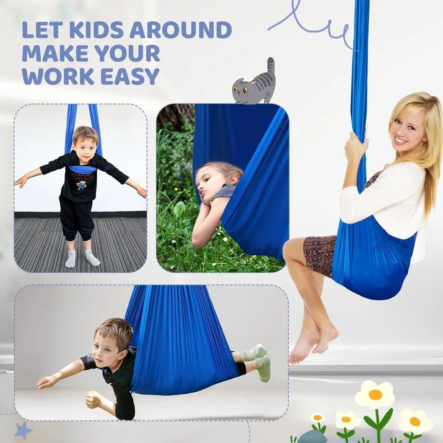 Outdoor Sensory Swing Children's Calm Hammock Heavy-Duty Soft Rocking Swing for Patio Garden Backyard Treehouse Camping Bedroom