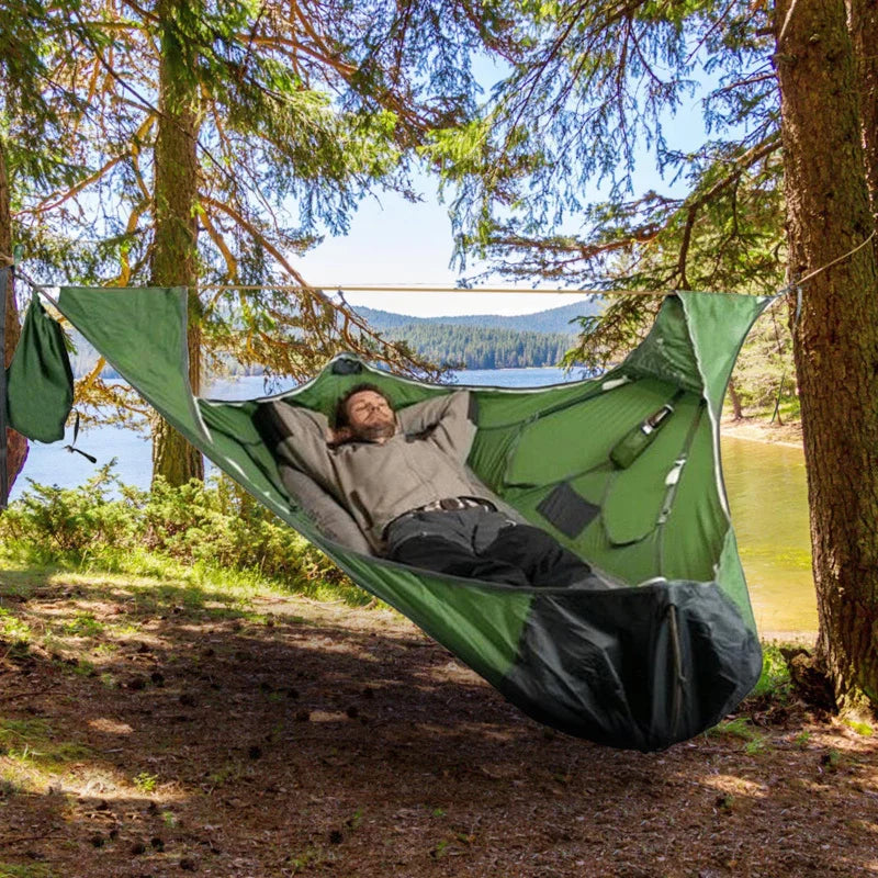 Outdoor Survival Portable Single Hammock Tear-Proof Anti Mosquito Flat Lying Hammock Multi-Color Optional