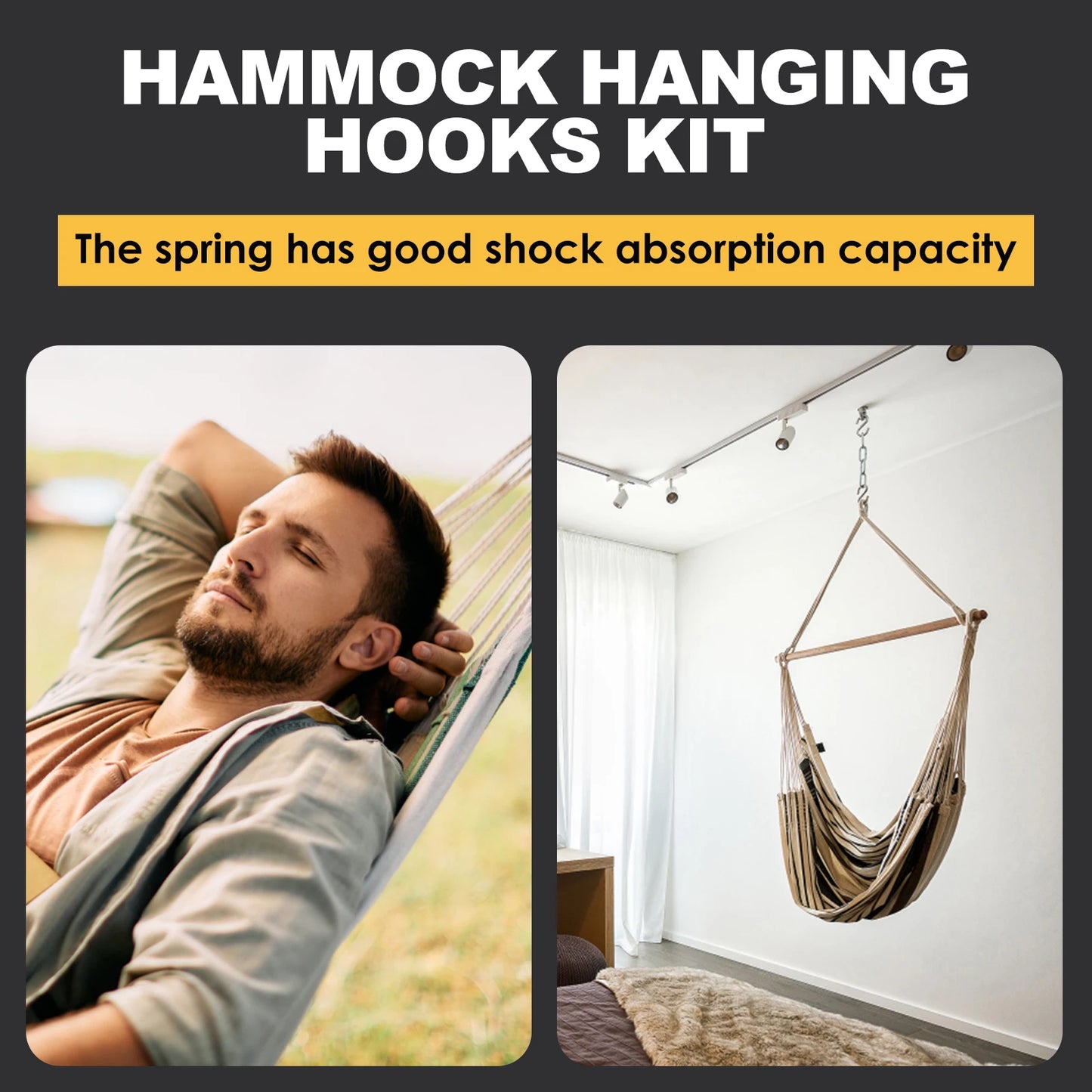 Hammock Hanging Spring Technical Carbon Steel Swing Spring Hanger with Steel Wire Double Protection load capacity 120kg/265lbs