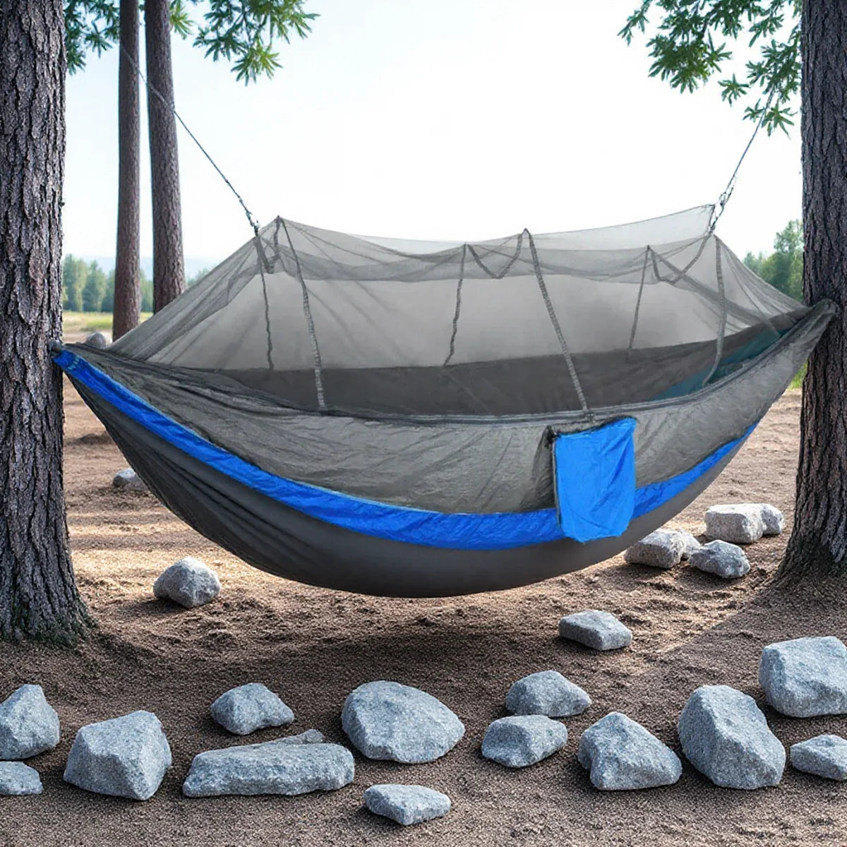 Ultralight Double Parachute Hammock with Mosquito Net for Camping Outdoor Leisure Portable Hanging Bed