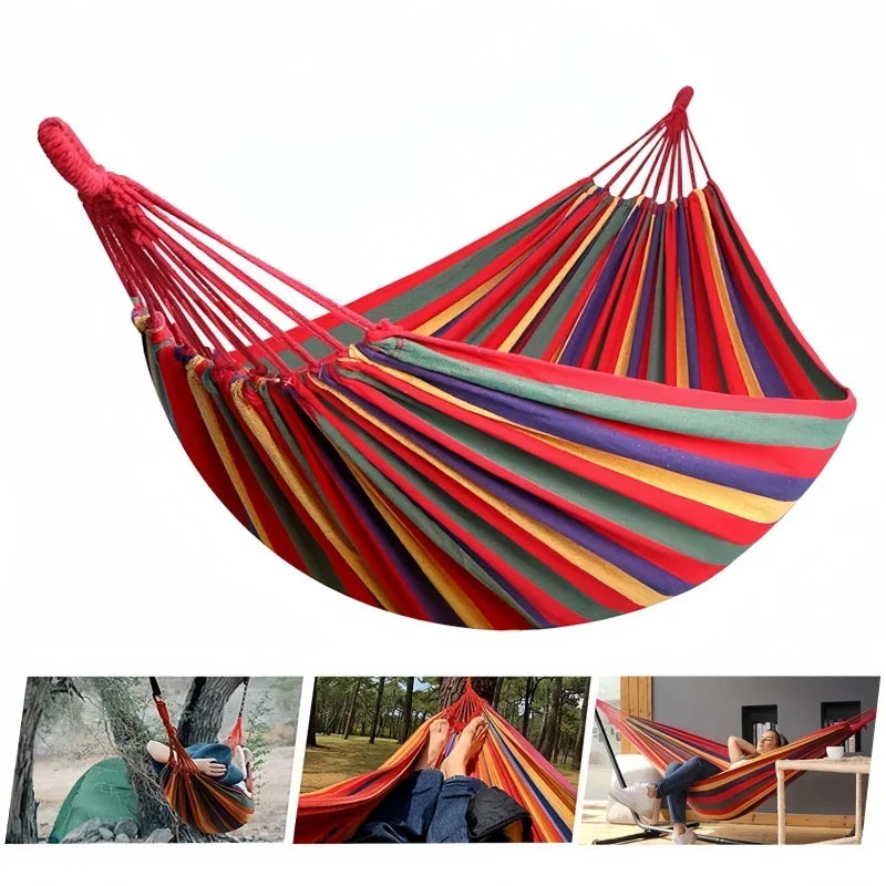 Outdoor canvas hammock / Outdoor/Indoor Rope Double-Hang Bed - Suitable for camping, leisure, beach, and beach relaxation use