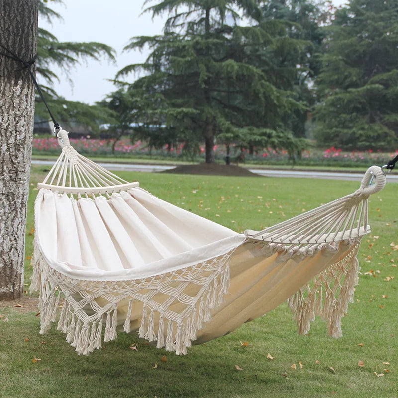Double Hammock 2 Person Tassel Hammocks Swing Bed For Backyard
