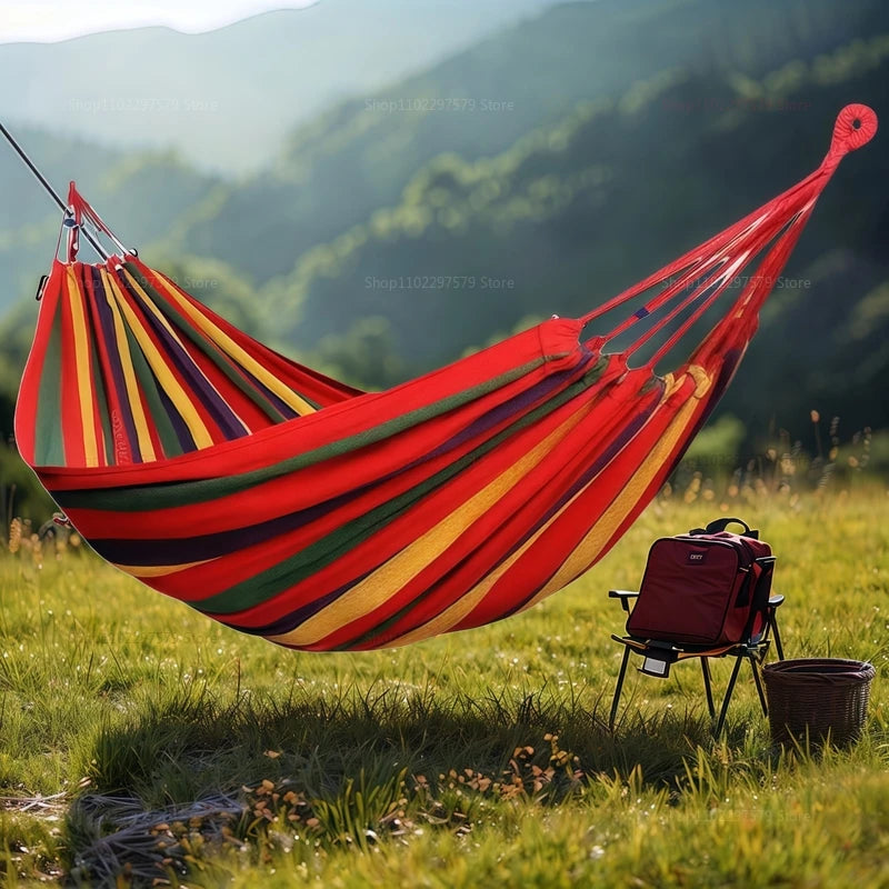 Outdoor canvas hammock / Outdoor/Indoor Rope Double-Hang Bed - Suitable for camping, leisure, beach, and beach relaxation use