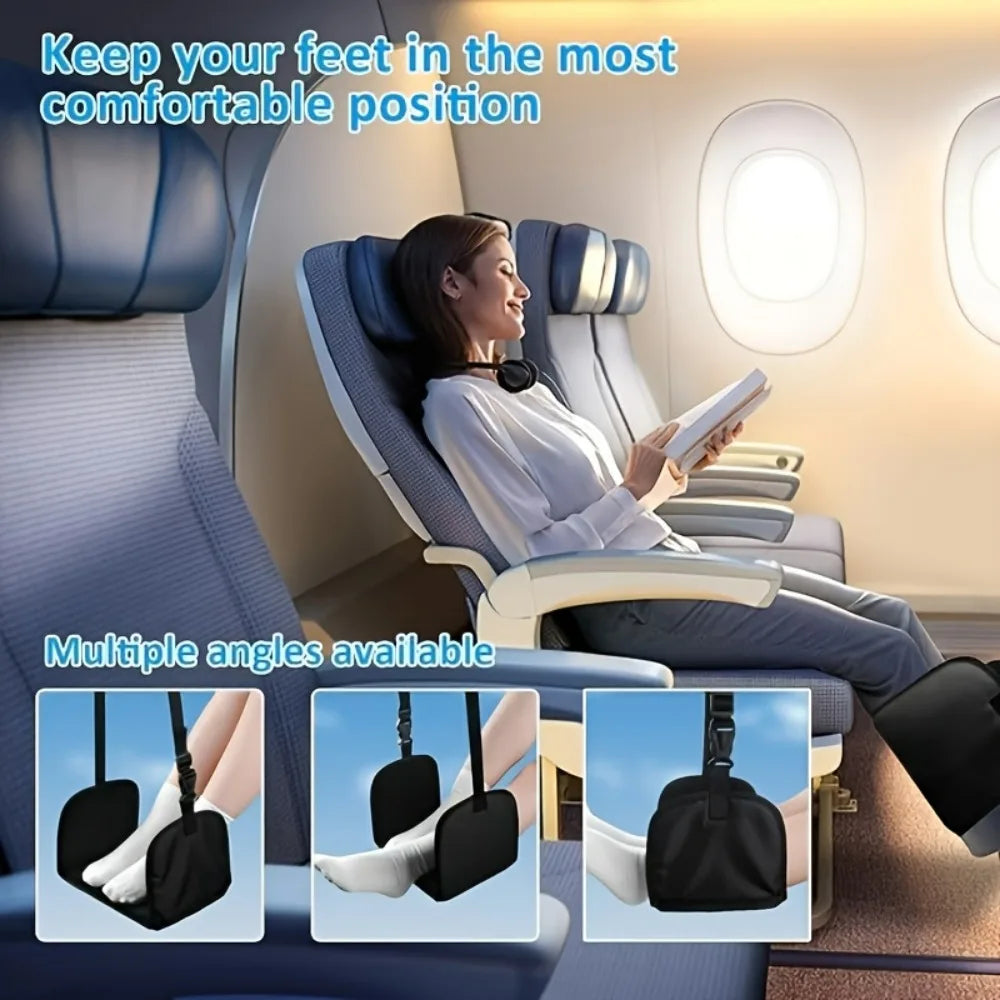 Foot Hammock for Flight,Ergonomic Airplane Footrest,Flight Essentials Hammock Support Plates ideal for Long Travel Foot Leg Rest