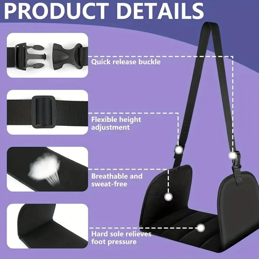 Foot Hammock for Flight,Ergonomic Airplane Footrest,Flight Essentials Hammock Support Plates ideal for Long Travel Foot Leg Rest