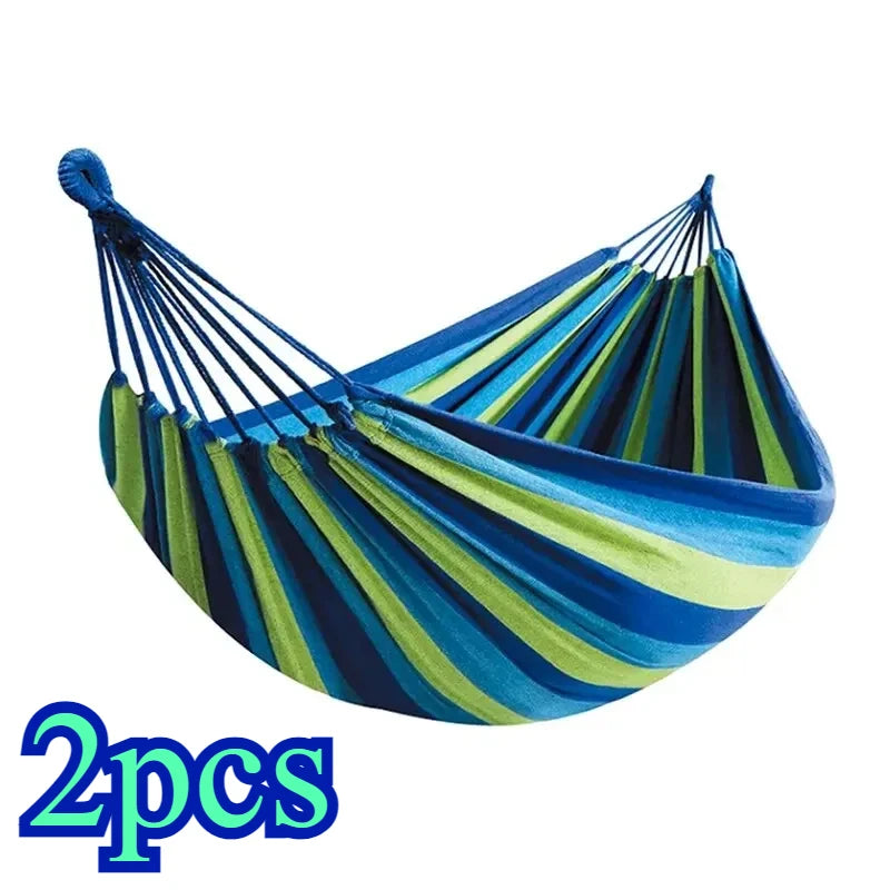 1pc Outdoor Canvas Hammock Camping Swing Hammock with Tree Ropes Load-bearing Up to 200kg Perfect for Garden Patio Backyard