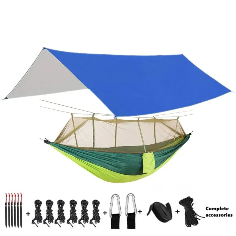 Camping Hammocks and Accessories Including Hammock with Mesh Rain Fly Tarp Tree Straps for Outdoor Use Hiking Backpacking Travel